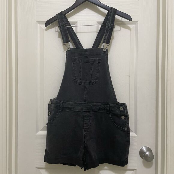 Wallflower Black Denim Overall Shorts - Picture 1 of 10